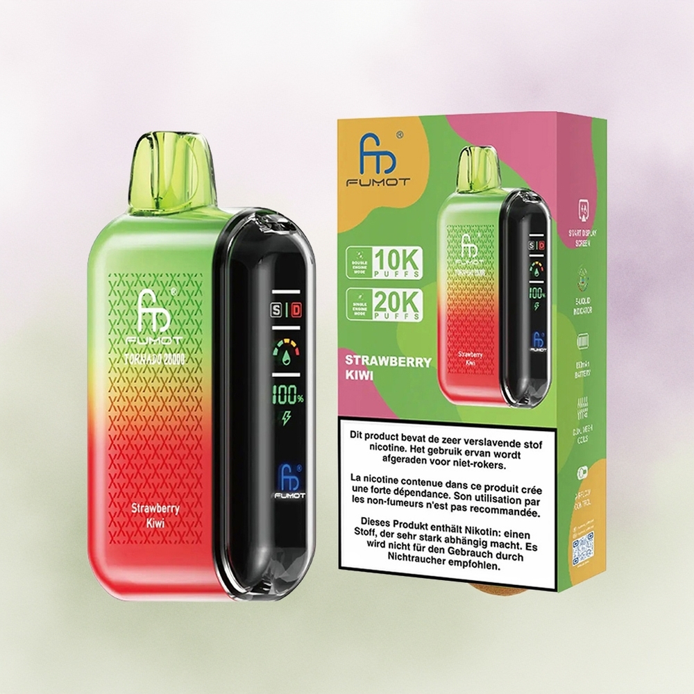 Fumot Tornado 20000 Fresa Kiwi Doble Malla y Pantalla Inteligente