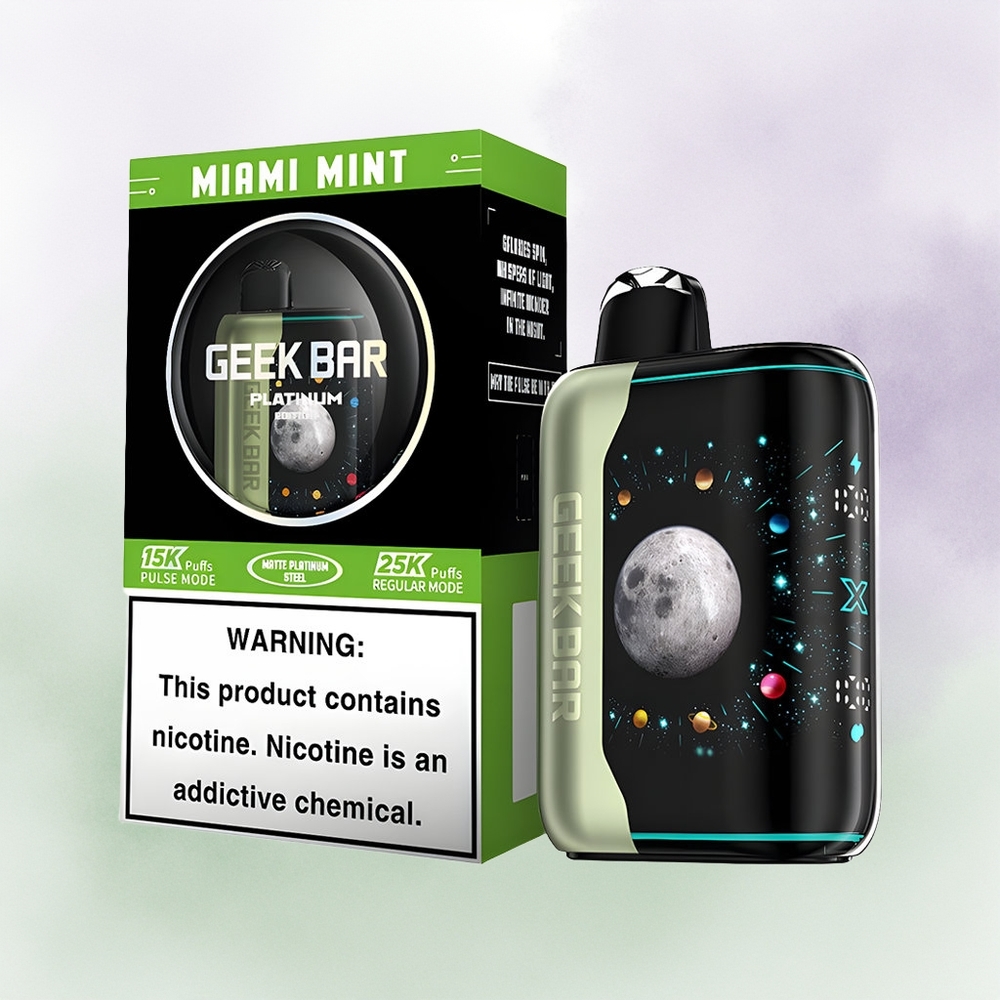 GEEK BAR Platinum Edition 25000 Menta de Miami Platino Dual Mesh Carga Rápida