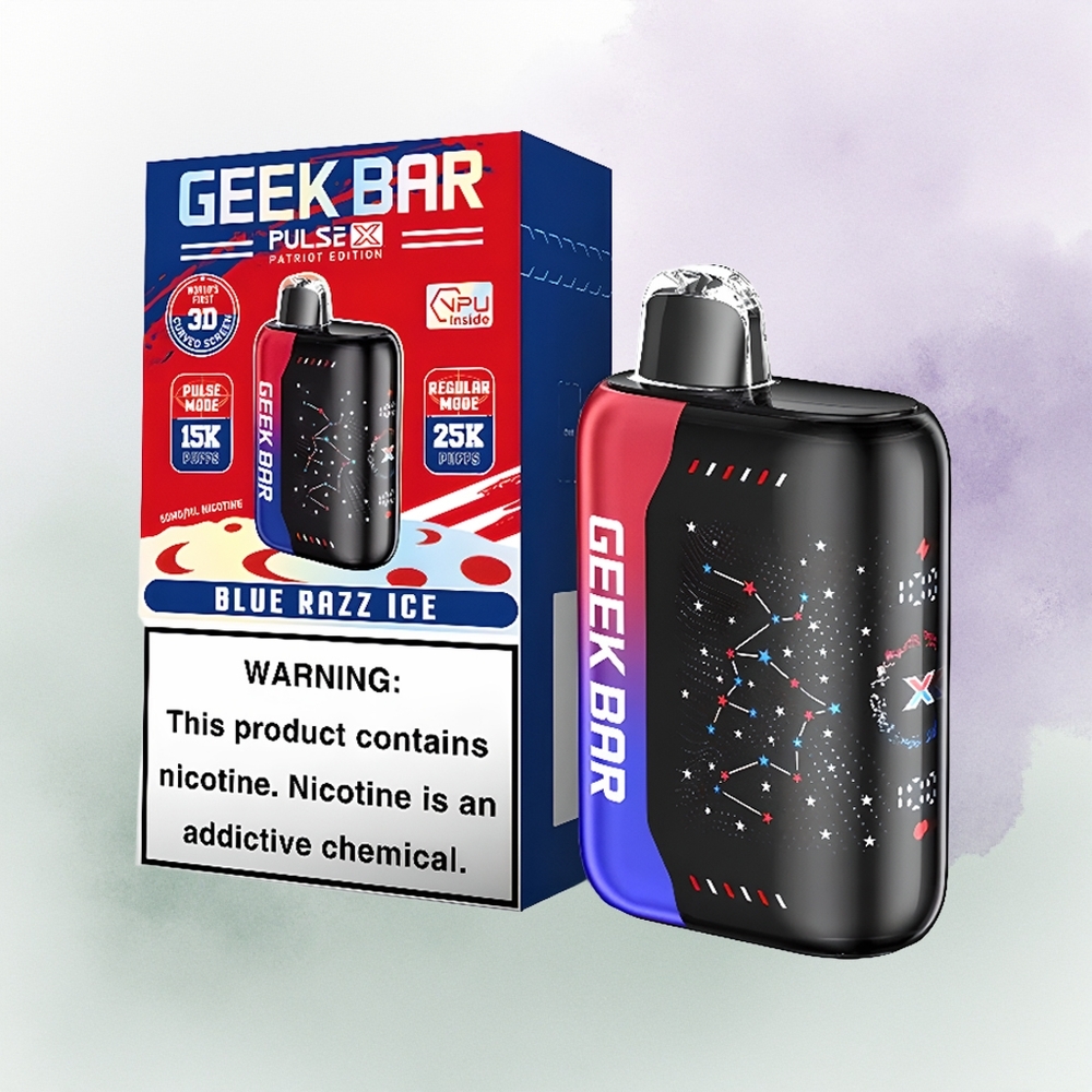 GEEK BAR Pulse X 25000 Edición Patriota con Pantalla Curva 3D y Carga USB Tipo-C