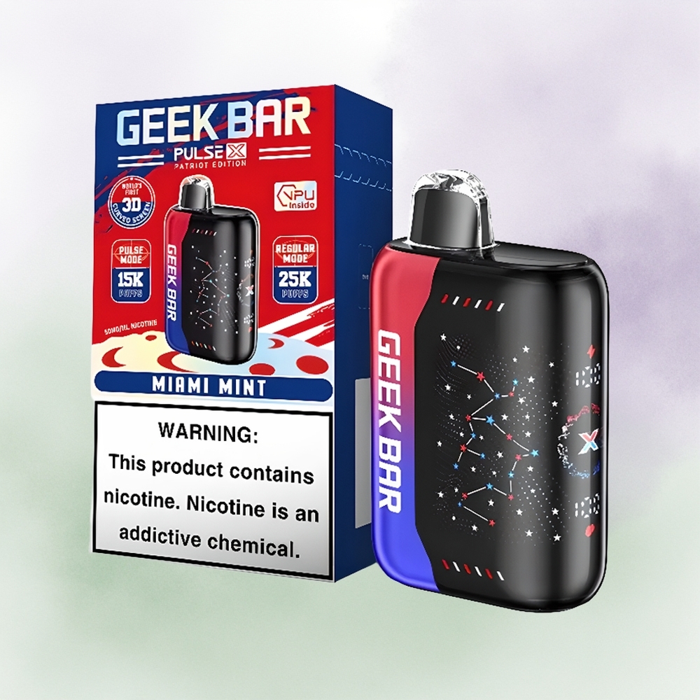 GEEK BAR Pulse X 25000 Edición Patriota con Pantalla Curva 3D y Carga USB Tipo-C