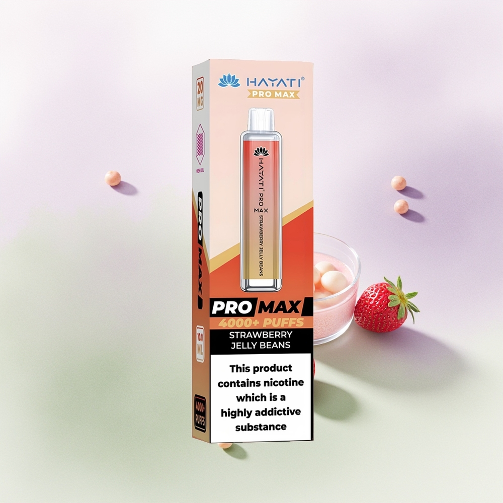 Hayati Pro Max 4000 Frijoles de Gelatina de Fresa con Batería Recargable y 2ml de Tanque